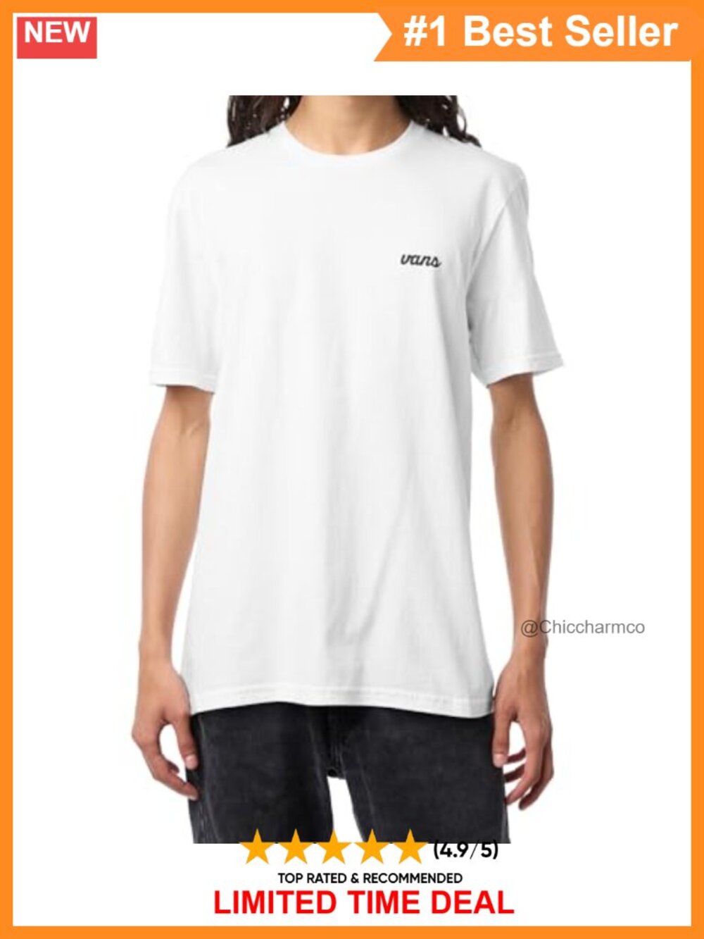 Vans Scripted Short Sleeve Crew Neck T-Shirt Relaxed Fit Casual Top